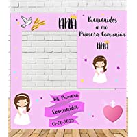 Tu Fiesta Mola Mazo Photocall y Cartel de Comunión Niña Rosa 100x100cm | Detalles Comunión | Photocall Económico y…